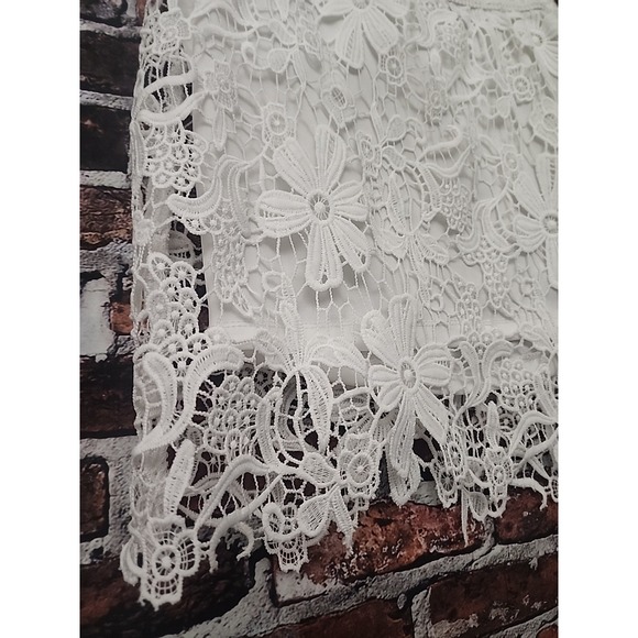 Decree‎ Crochet Skirt White Small Beach Swim Cover Up Bride Bachelorette Bridal - Picture 2 of 10